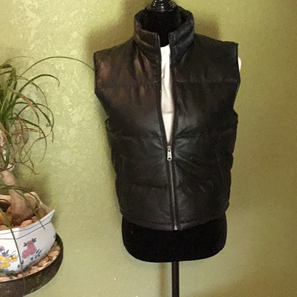 Lil phat puffer leather vest too cute!